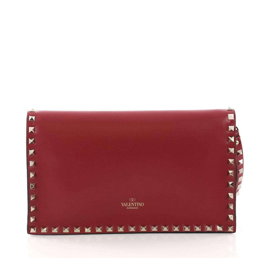Rockstud Flap Clutch Leather