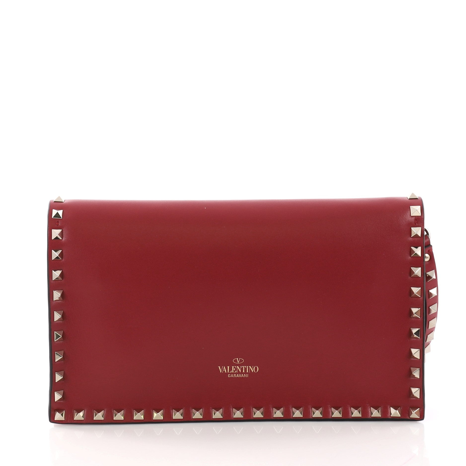 Rockstud Flap Clutch Leather