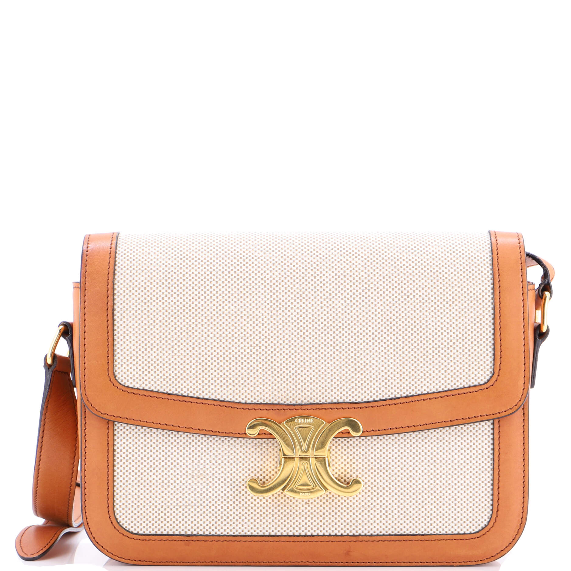 Triomphe Shoulder Bag Canvas with Leather Medium