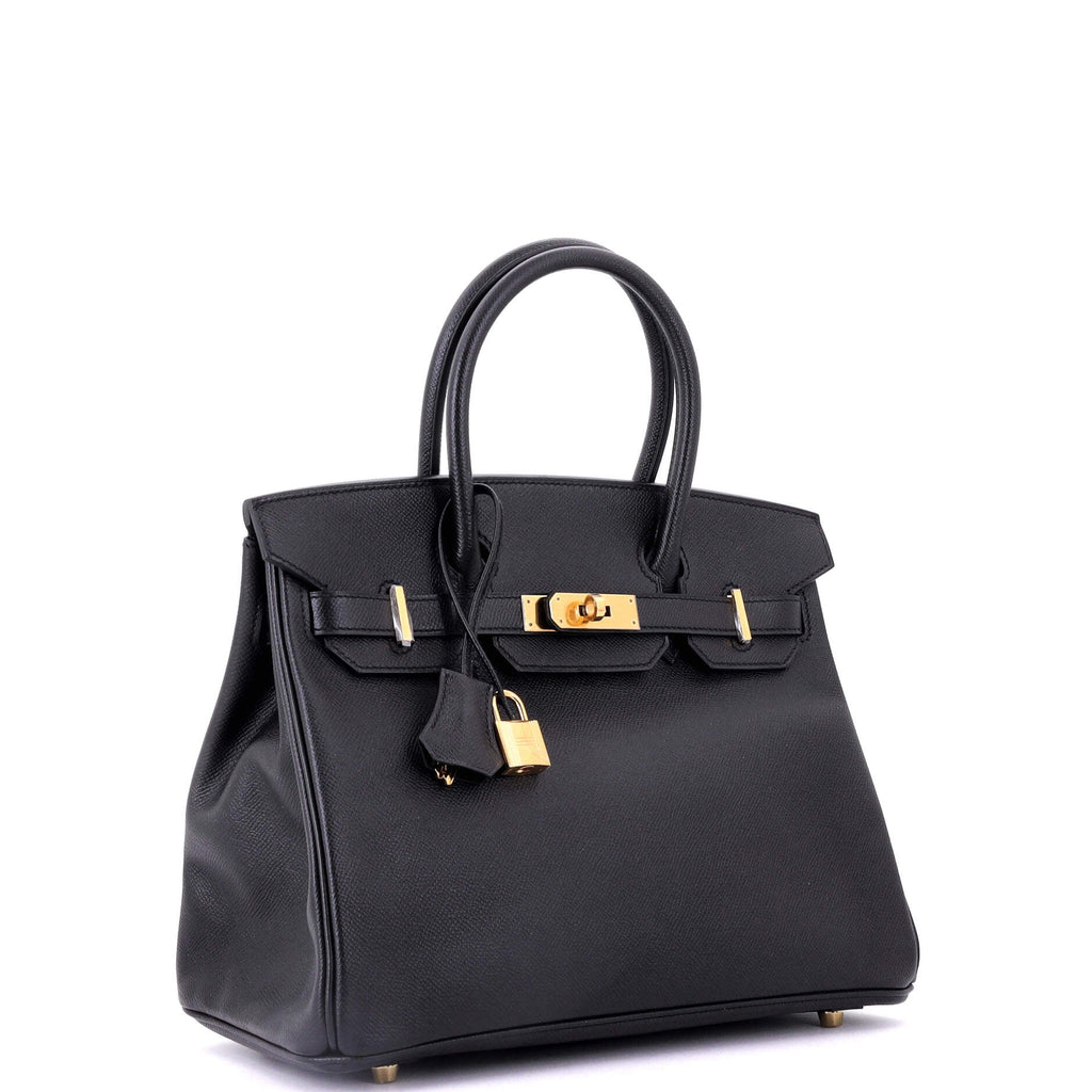 Birkin Handbag Noir Epsom with Gold Hardware 30