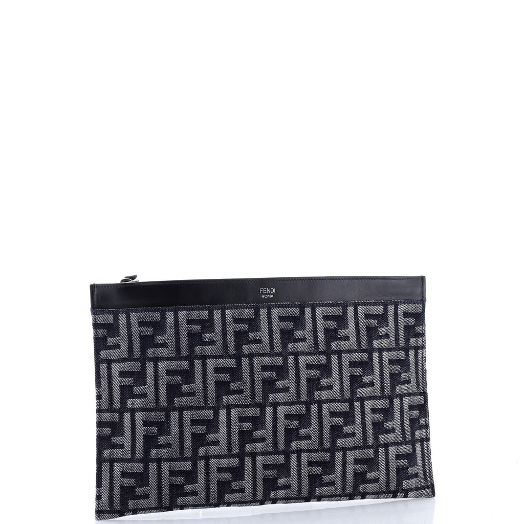 Flat Zip Wristlet Pouch Zucca Denim Medium