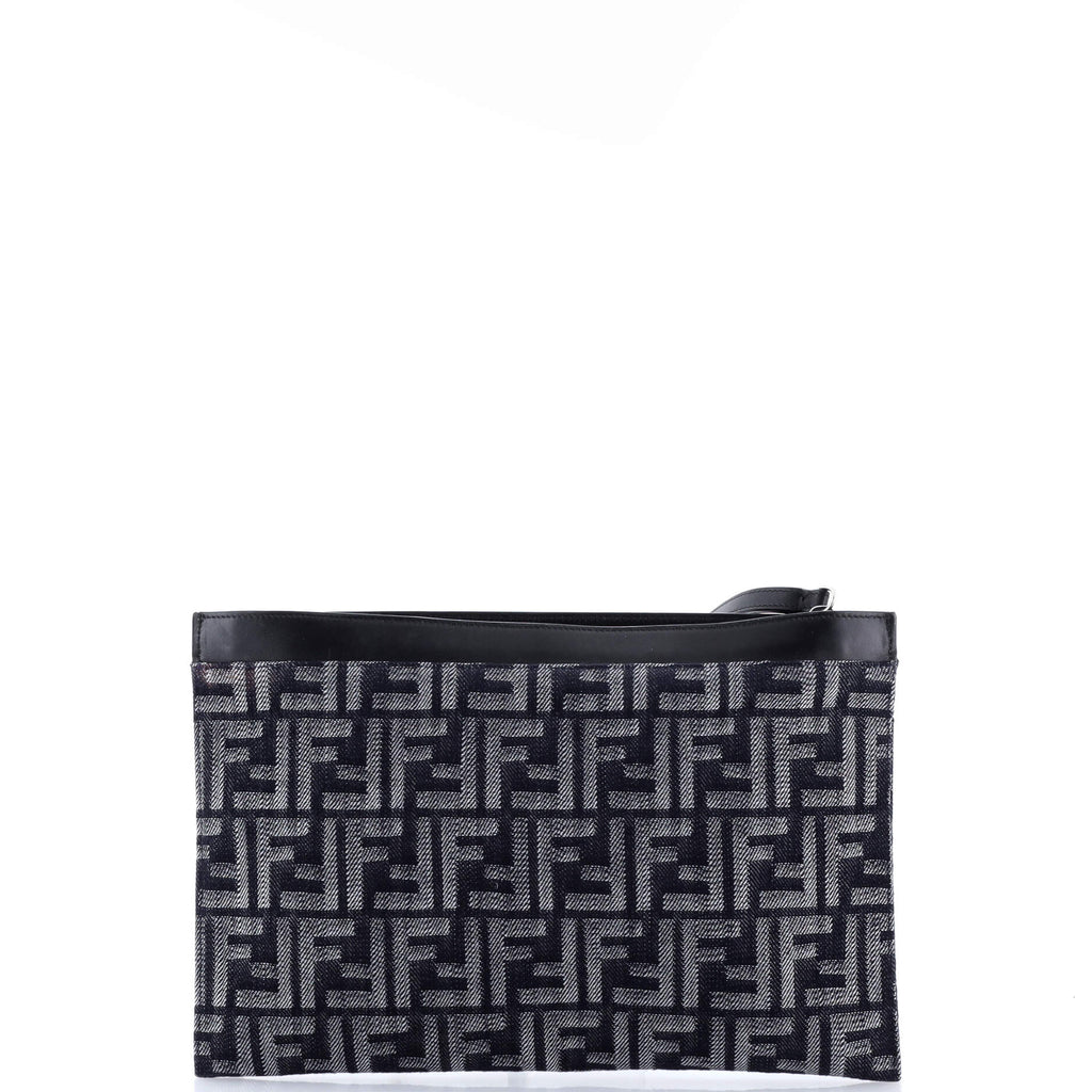 Flat Zip Wristlet Pouch Zucca Denim Medium