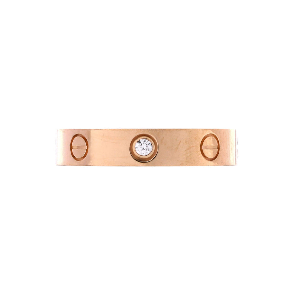 Love Wedding Band 1 Diamond Ring 18K Rose Gold with Diamond