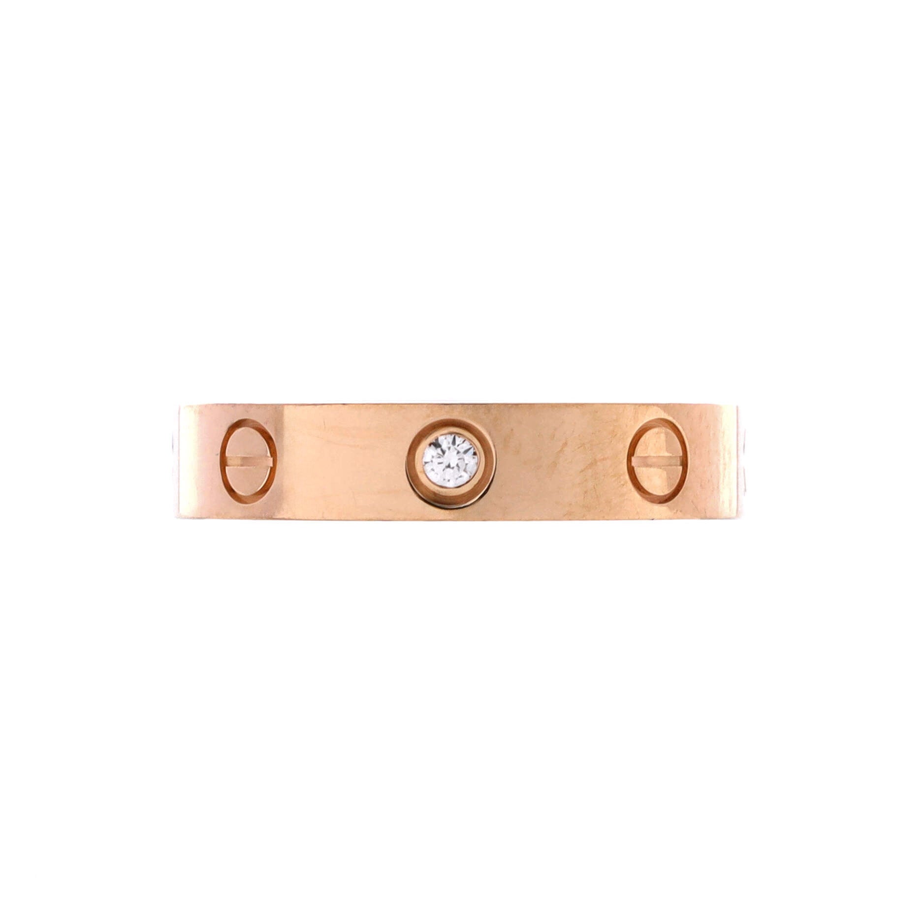 Love Wedding Band 1 Diamond Ring 18K Rose Gold with Diamond