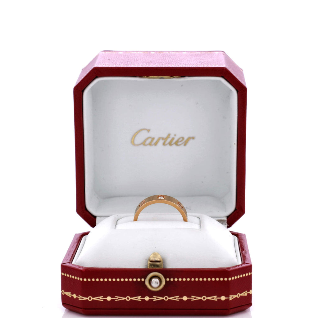Love Wedding Band 1 Diamond Ring 18K Rose Gold with Diamond