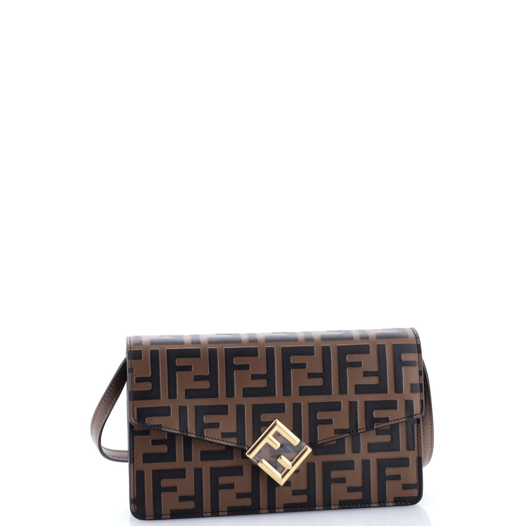 FF Diamonds Wallet on Chain FF Embossed Leather