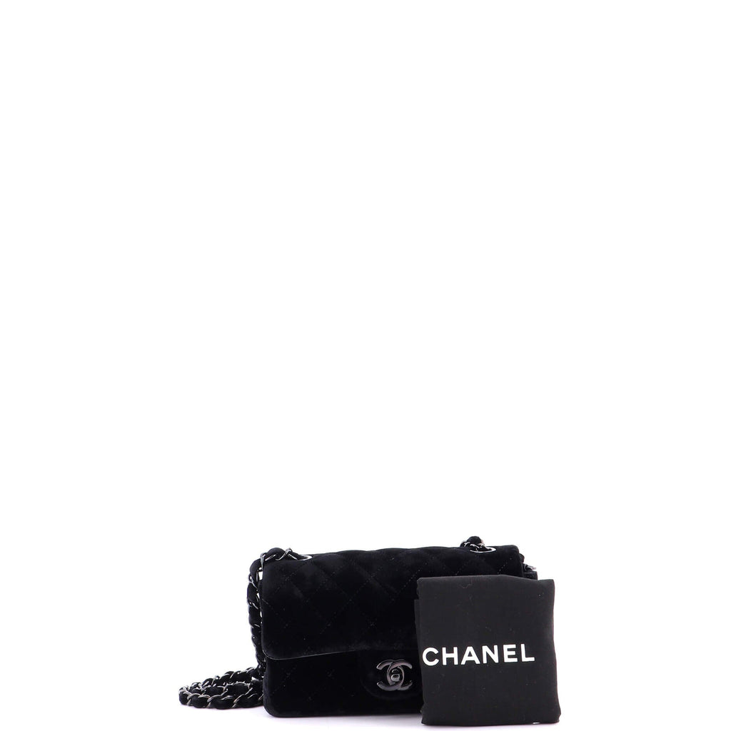 Classic Single Flap Bag Quilted Velvet Mini
