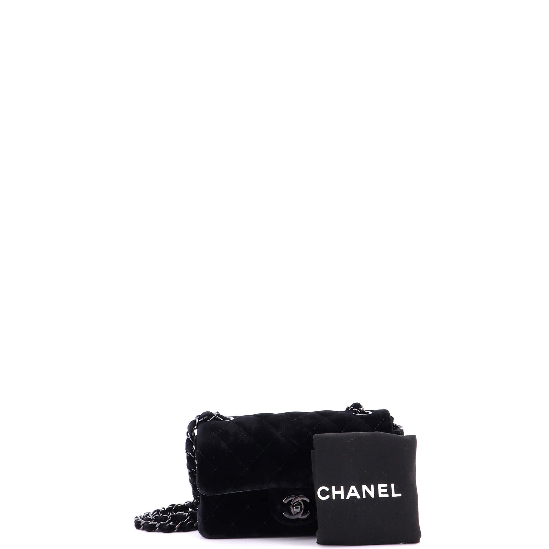 Classic Single Flap Bag Quilted Velvet Mini