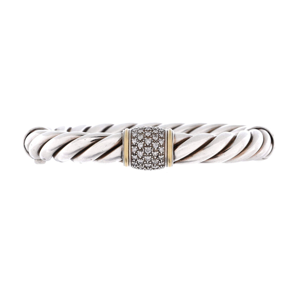 Cable Classic Center Station Bracelet Sterling Silver with 18K Yellow Gold and Diamonds 9mm