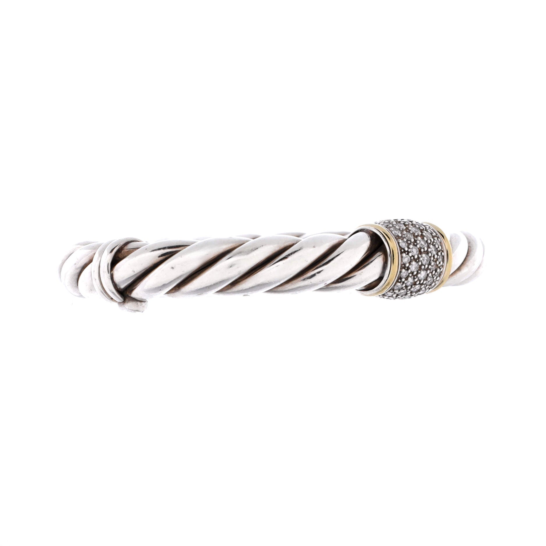 Cable Classic Center Station Bracelet Sterling Silver with 18K Yellow Gold and Diamonds 9mm