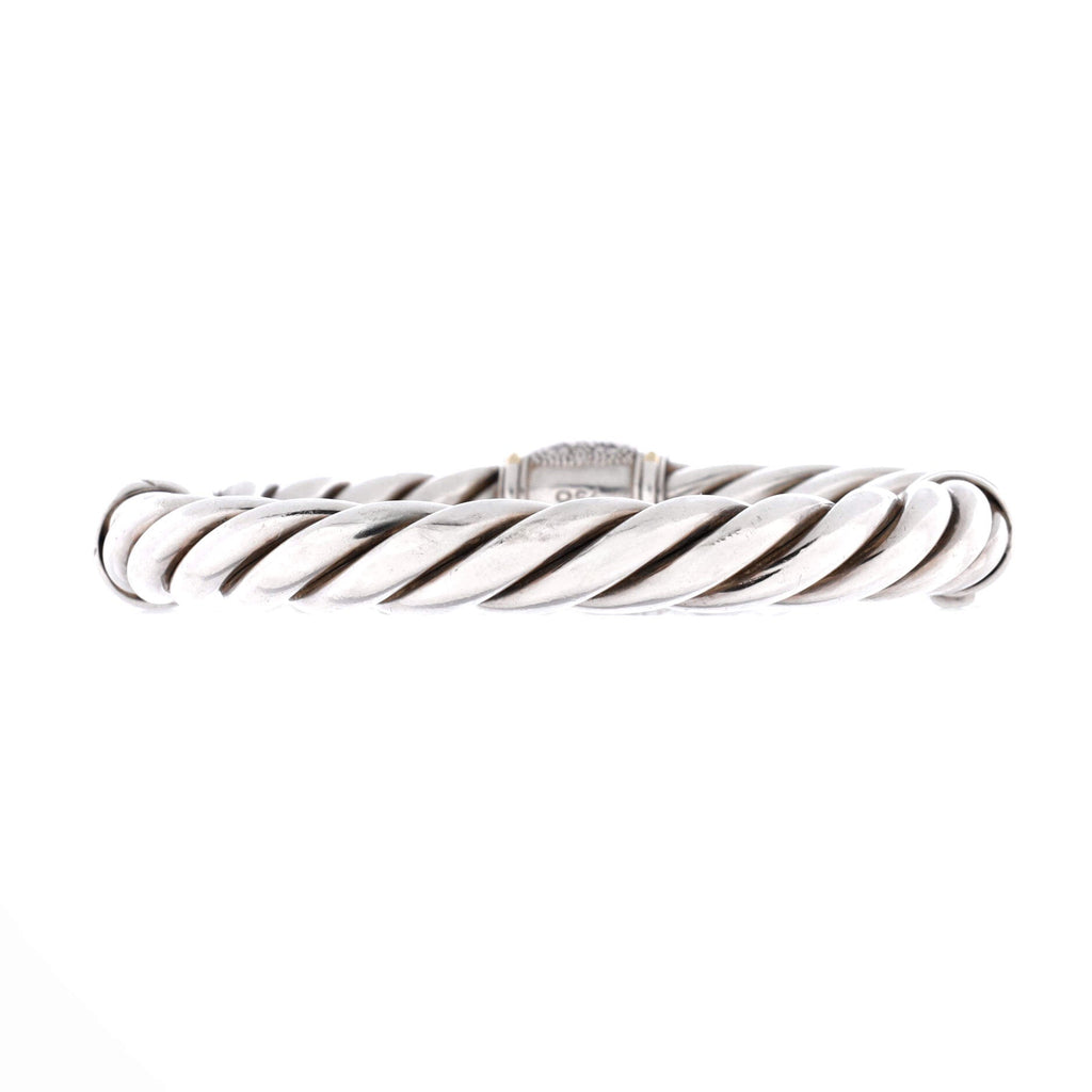 Cable Classic Center Station Bracelet Sterling Silver with 18K Yellow Gold and Diamonds 9mm