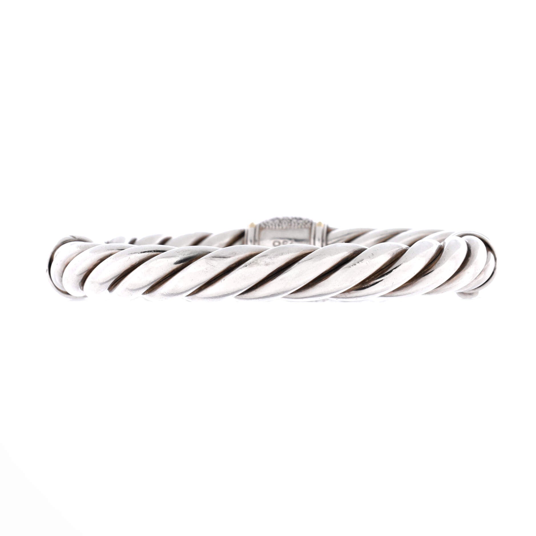 Cable Classic Center Station Bracelet Sterling Silver with 18K Yellow Gold and Diamonds 9mm