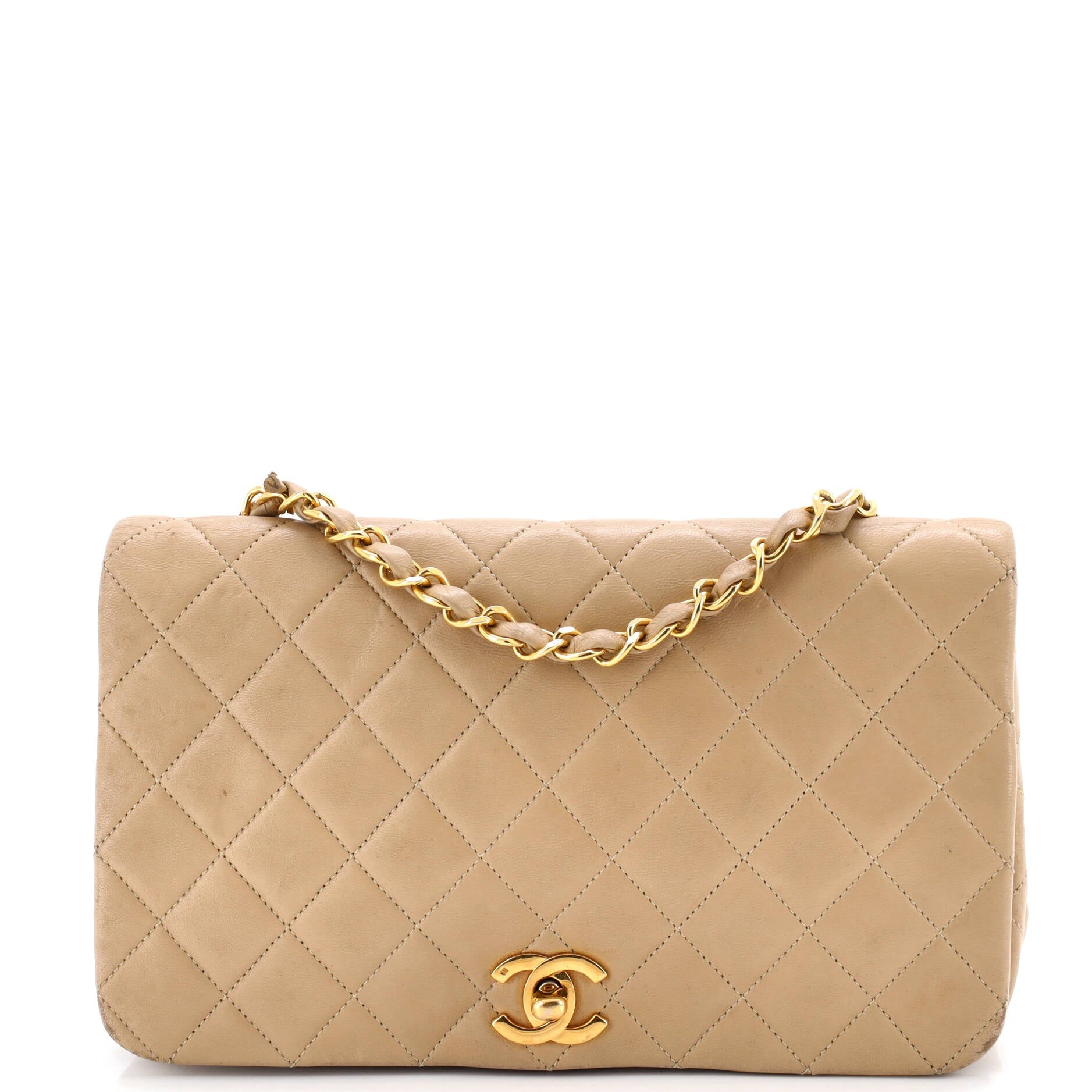 Vintage Full Flap Bag Quilted Lambskin Medium