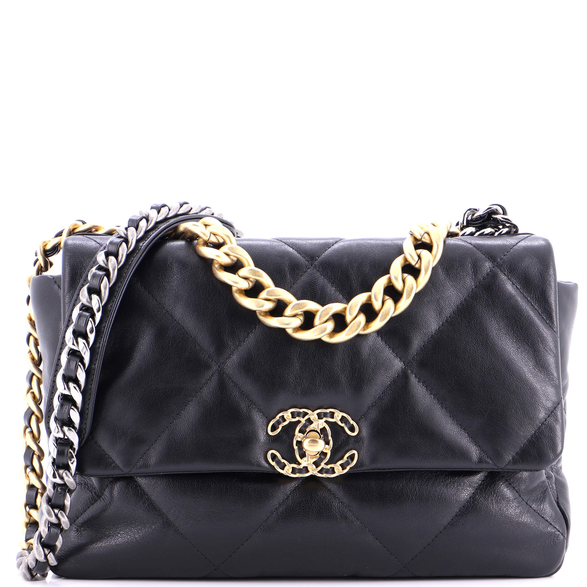 19 Flap Bag Quilted Leather Large