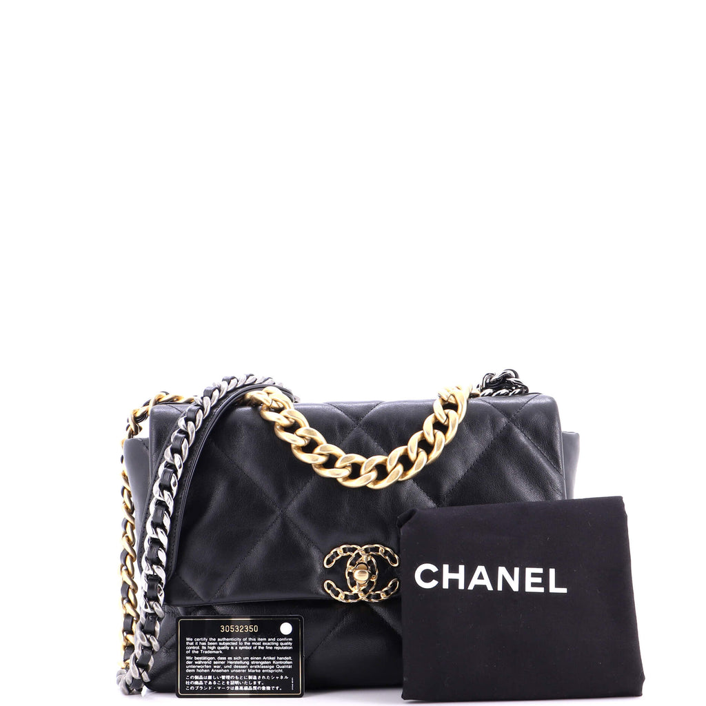 19 Flap Bag Quilted Leather Large