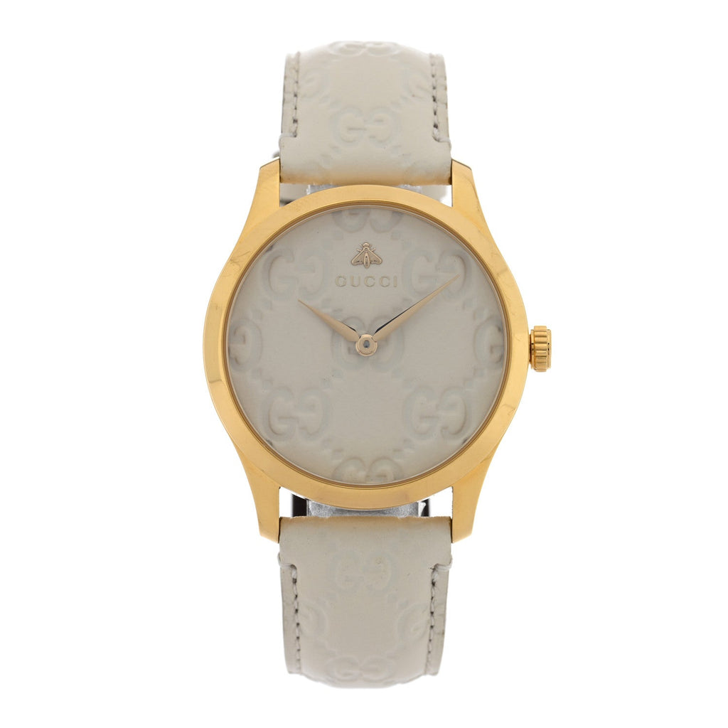 Stainless Steel Calfskin 38mm G-Timeless Quartz Watch White