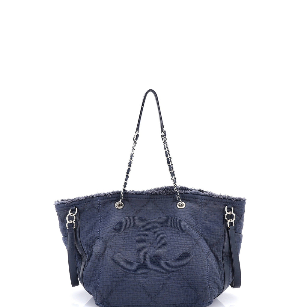 Double Face Deauville Tote Fringe Quilted Canvas Small