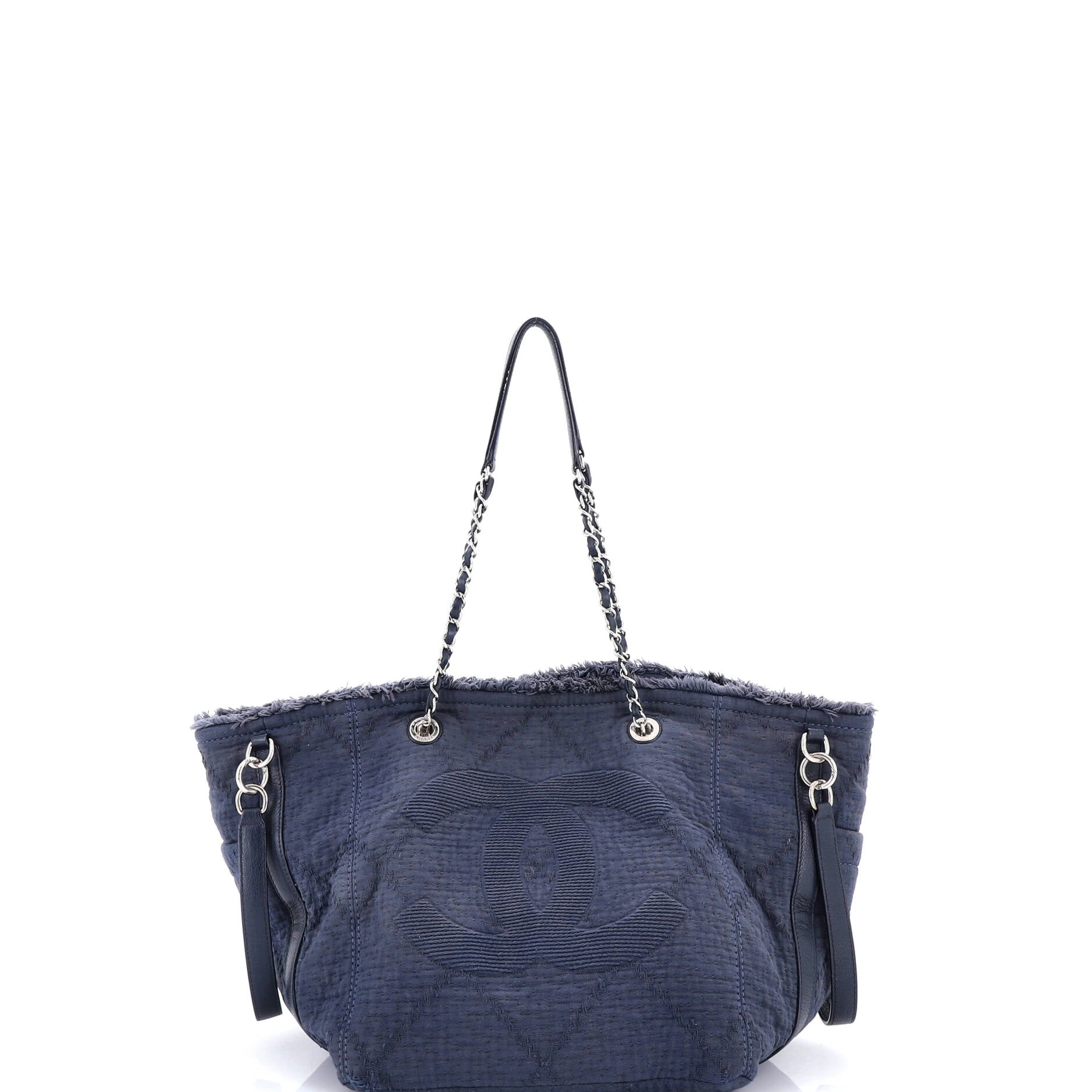 Double Face Deauville Tote Fringe Quilted Canvas Small