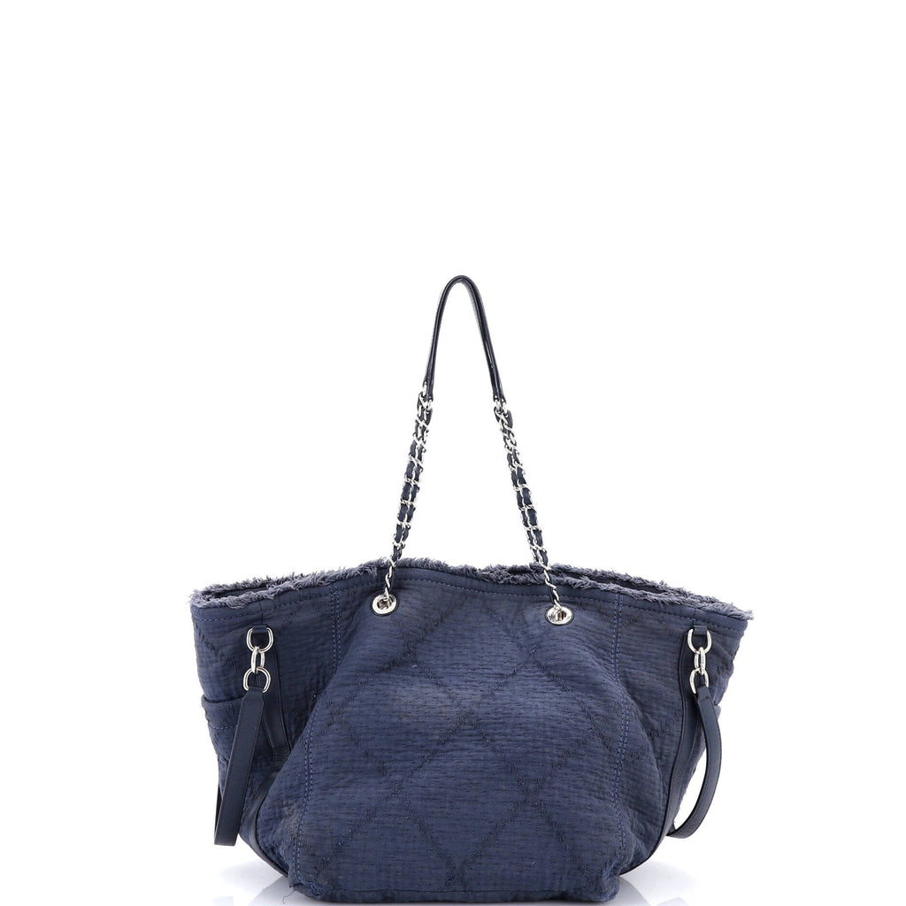 Double Face Deauville Tote Fringe Quilted Canvas Small