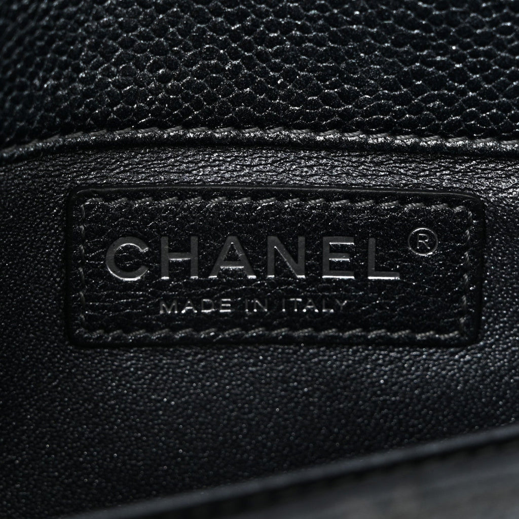 Metallic Caviar Quilted Extra Mini Flap Dark Grey