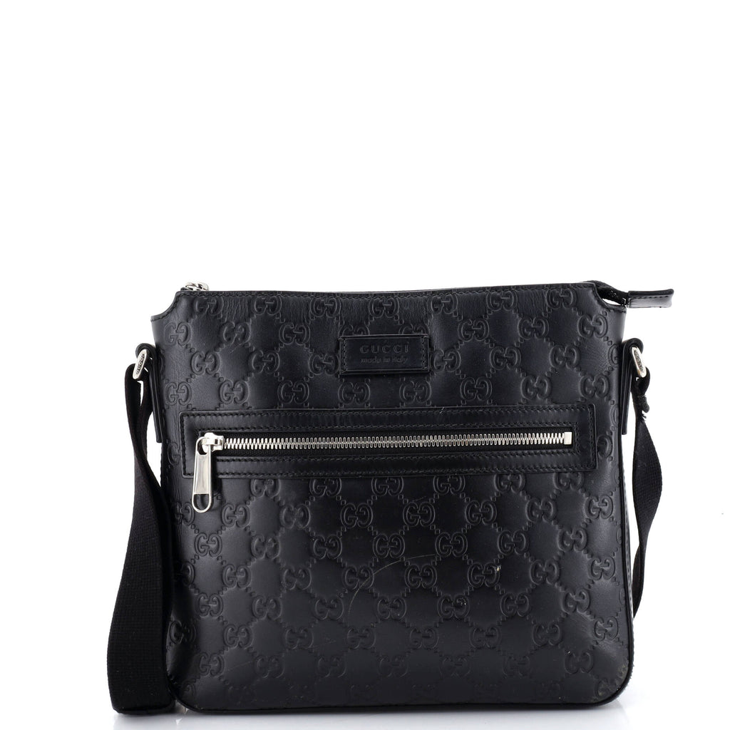 Signature Zip Messenger Bag Guccissima Leather Small