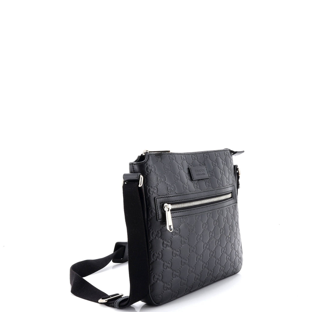Signature Zip Messenger Bag Guccissima Leather Small