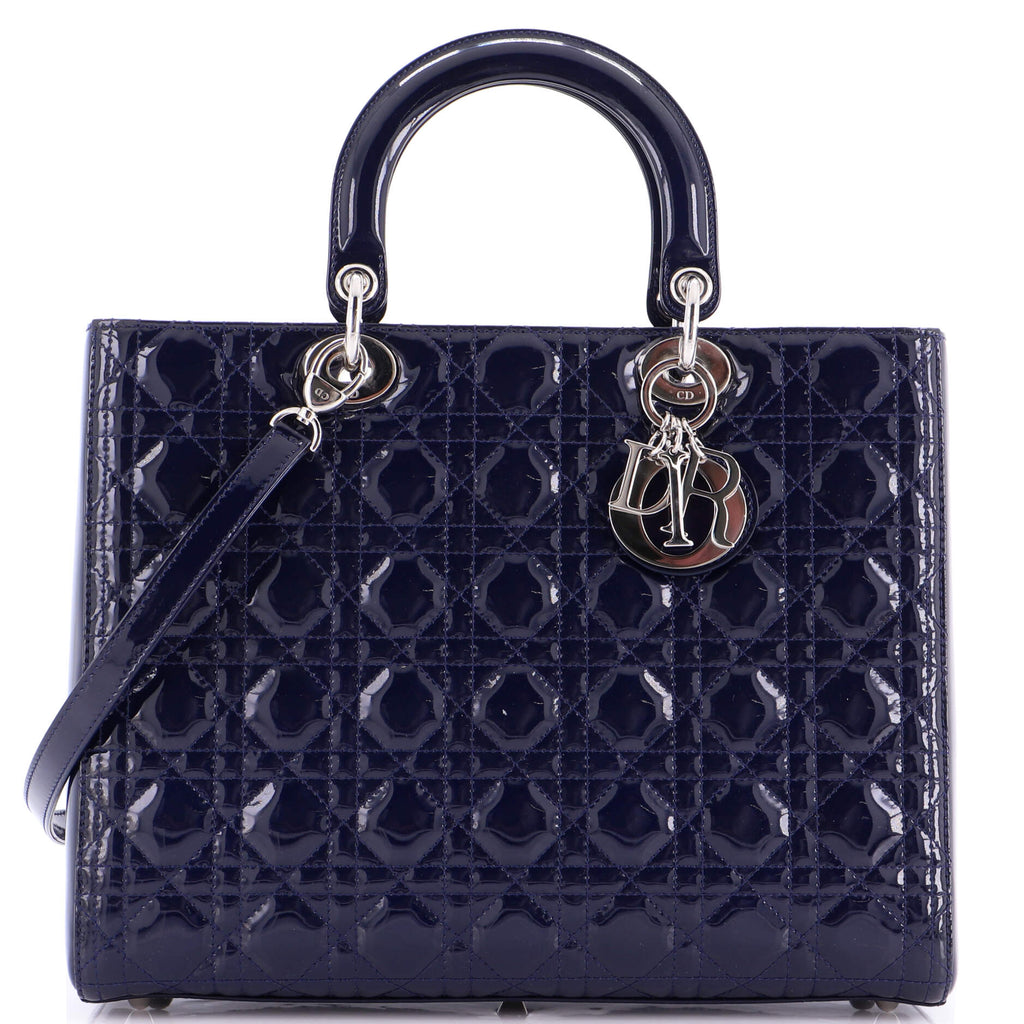 Lady Dior Bag Cannage Quilt Patent Large