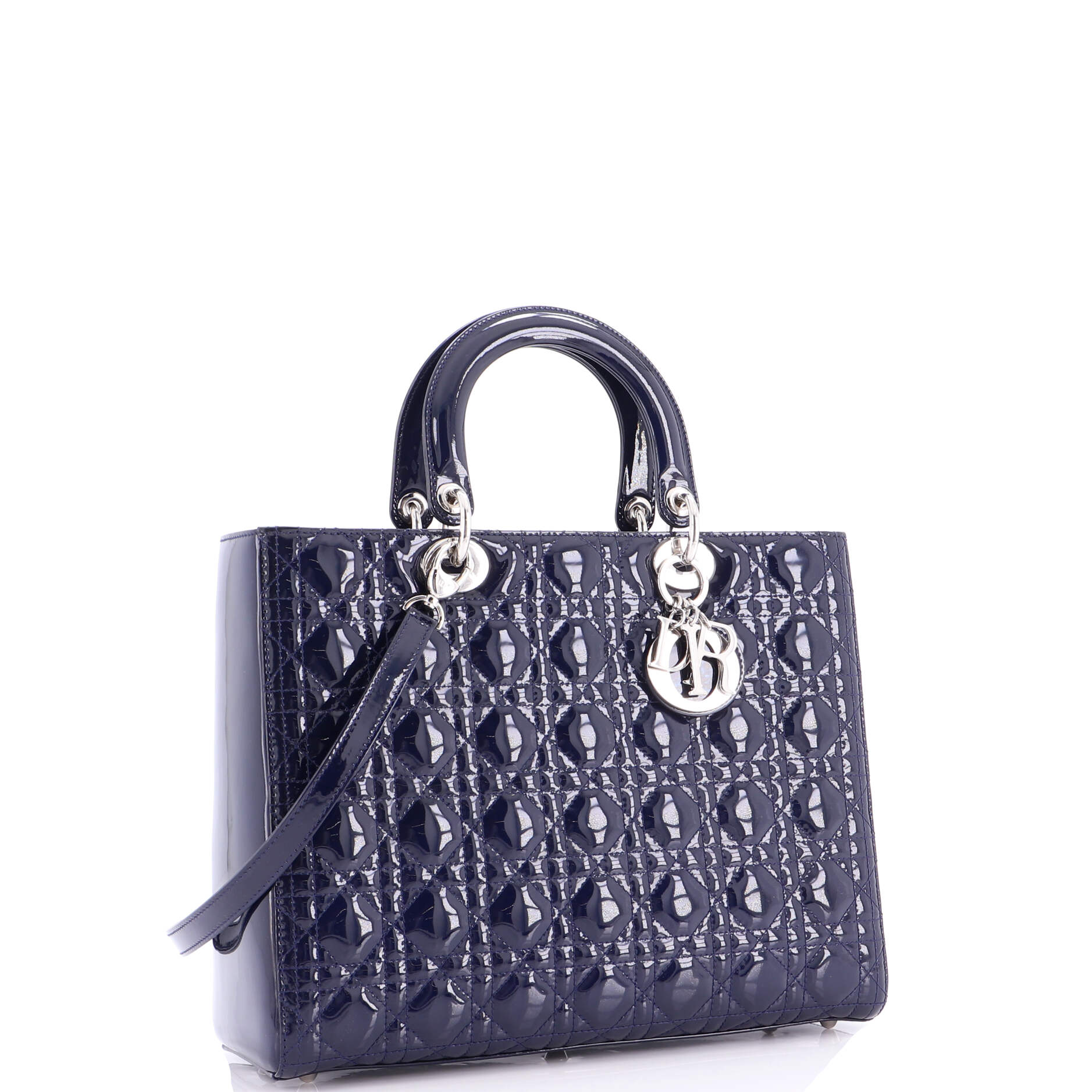 Lady Dior Bag Cannage Quilt Patent Large
