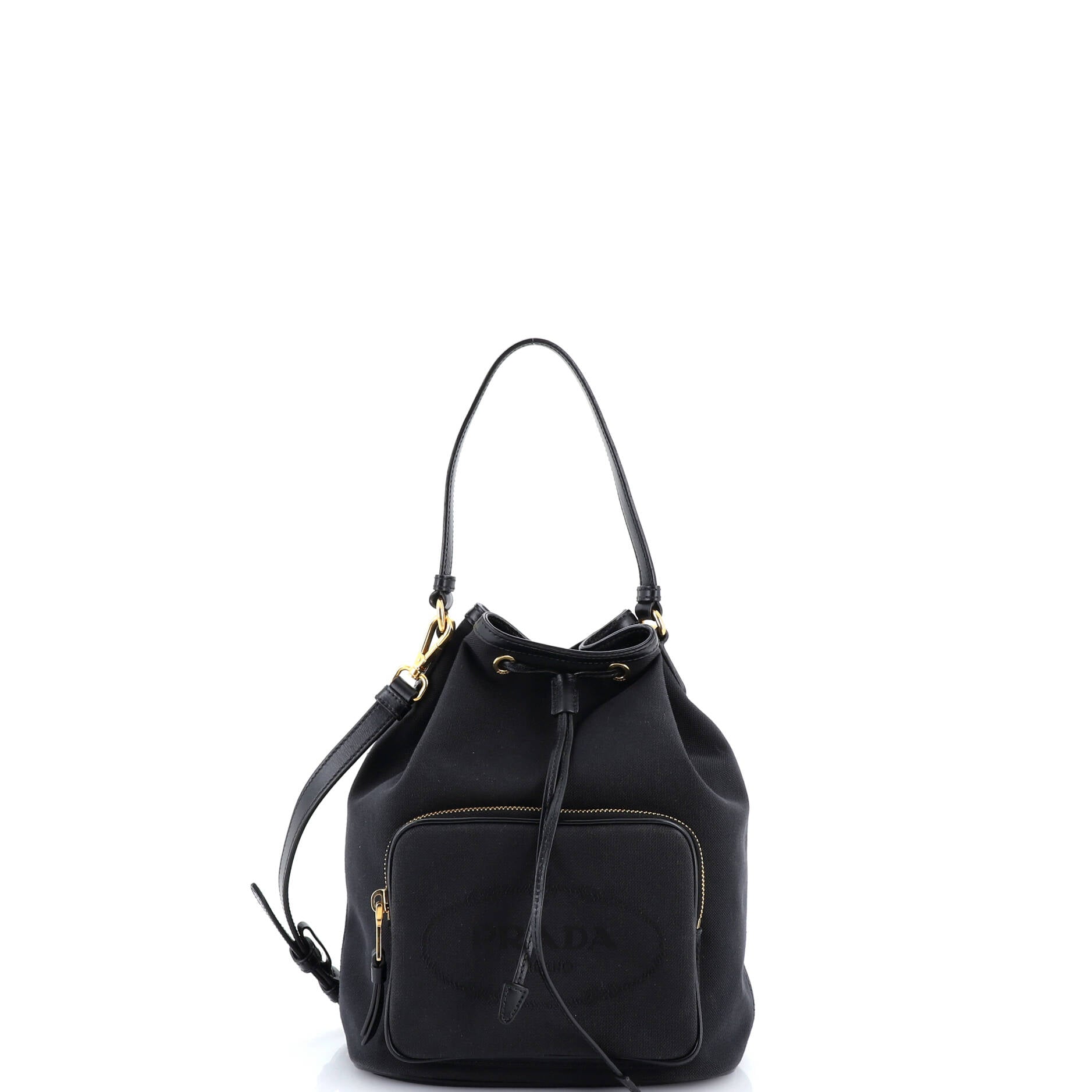 Logo Drawstring Bucket Bag Canvas