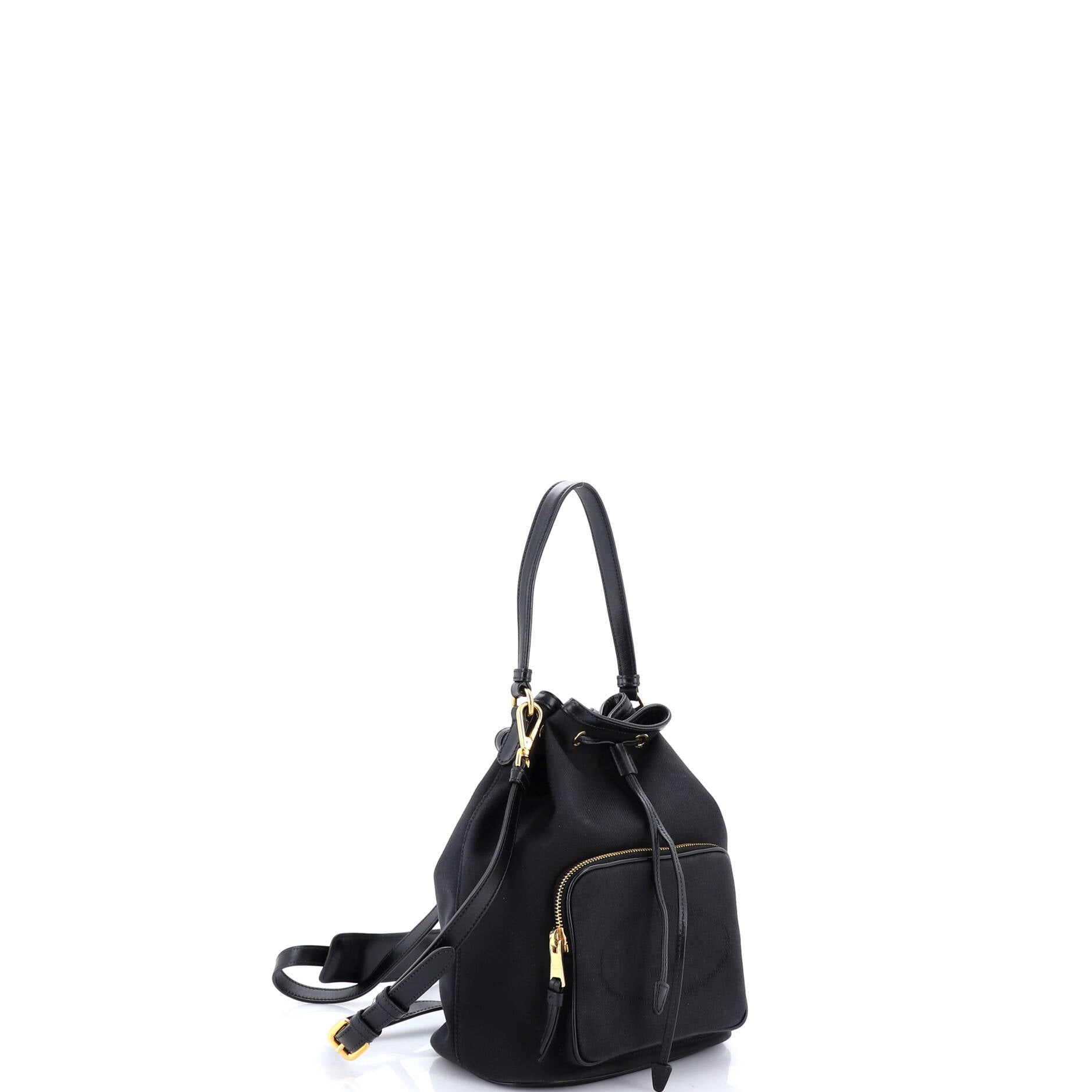 Logo Drawstring Bucket Bag Canvas