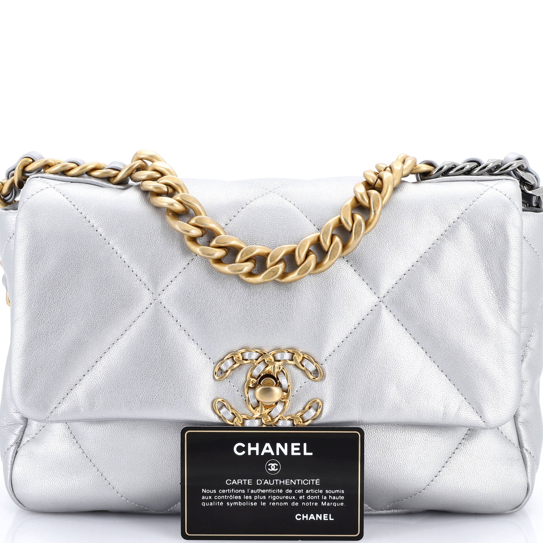 19 Flap Bag Quilted Leather Medium