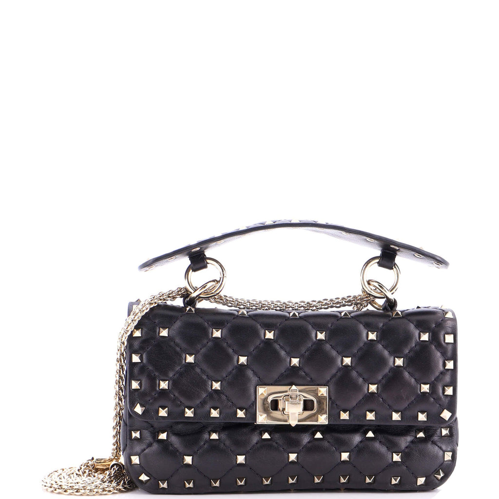 Rockstud Spike Flap Bag Quilted Leather Small