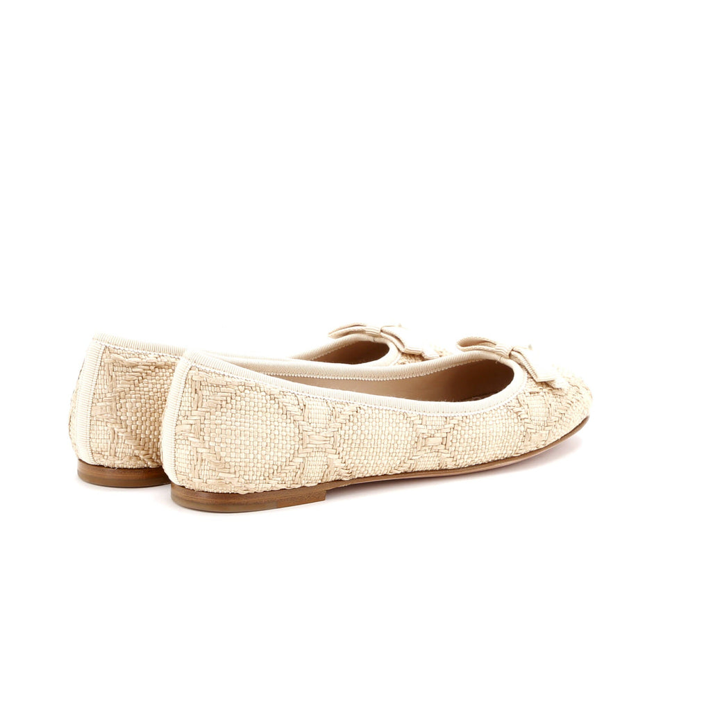 Women's Dior Ballet Flats Cannage Quilt Raffia