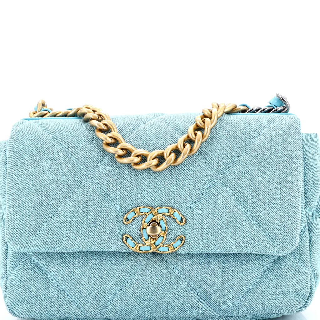 19 Flap Bag Quilted Denim Medium