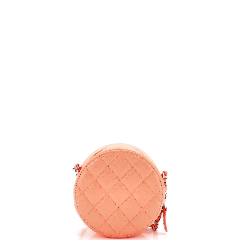 Round Clutch with Chain Quilted Caviar Mini