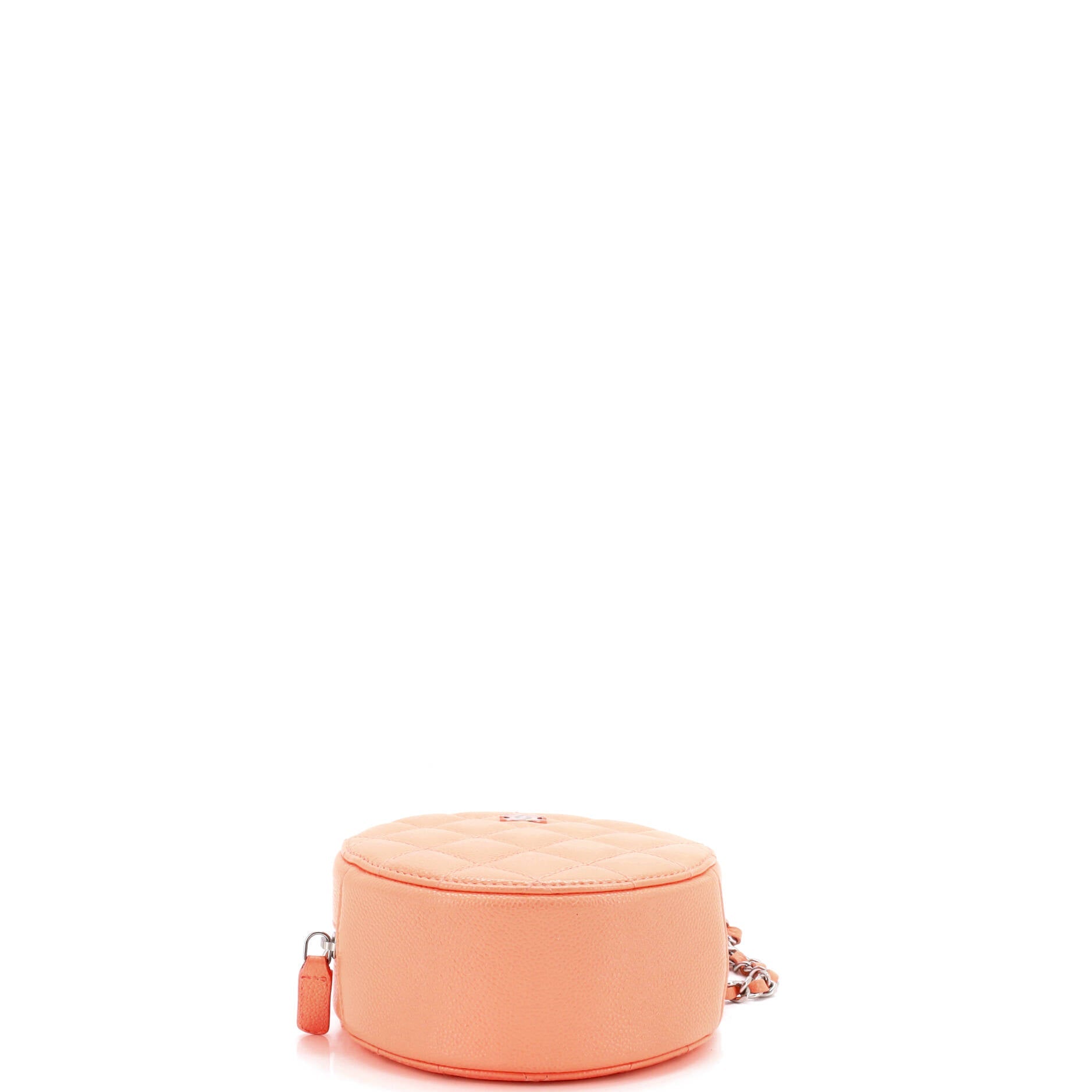 Round Clutch with Chain Quilted Caviar Mini