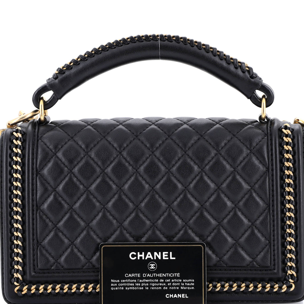 Chain Handle Boy Flap Bag Quilted Calfskin Old Medium