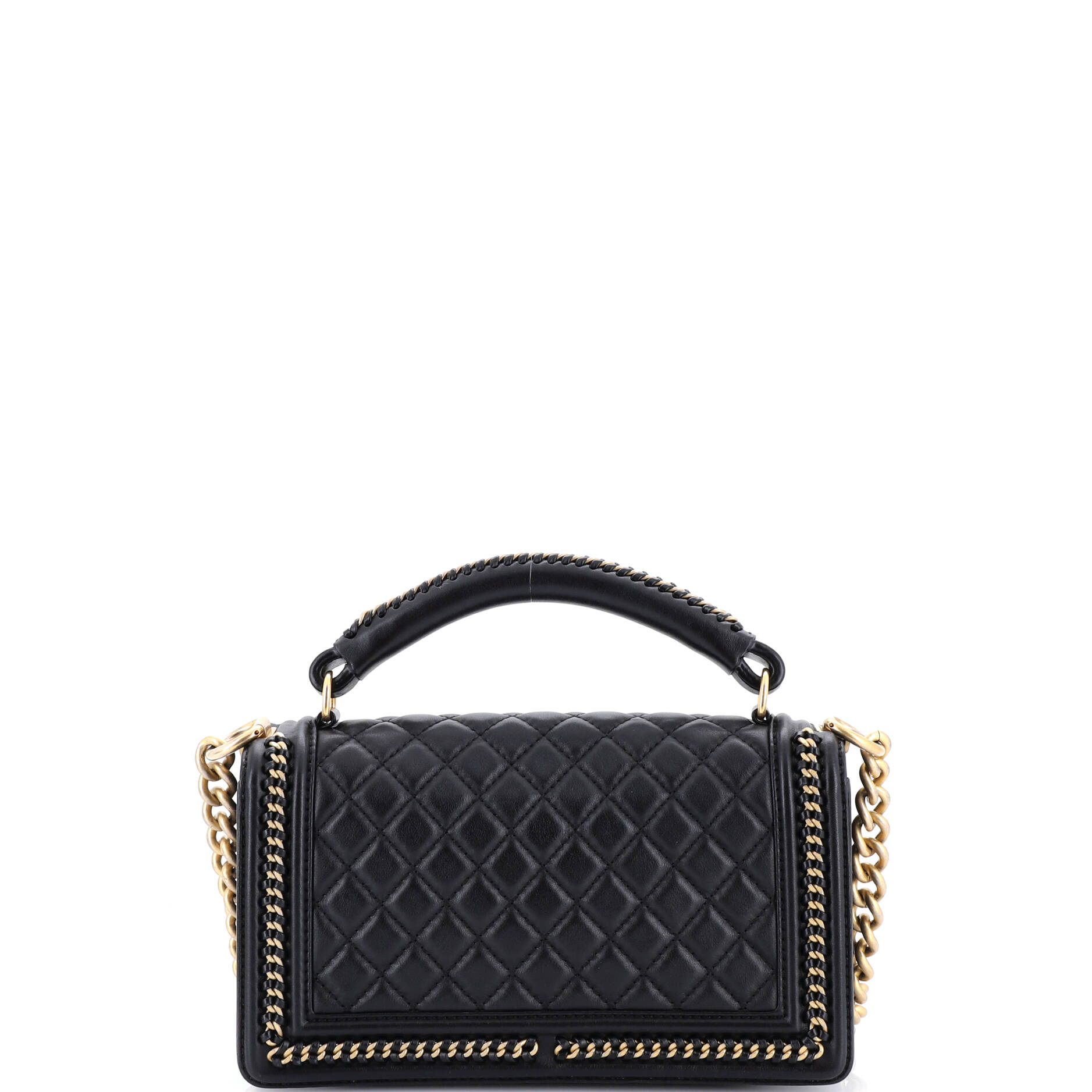 Chain Handle Boy Flap Bag Quilted Calfskin Old Medium
