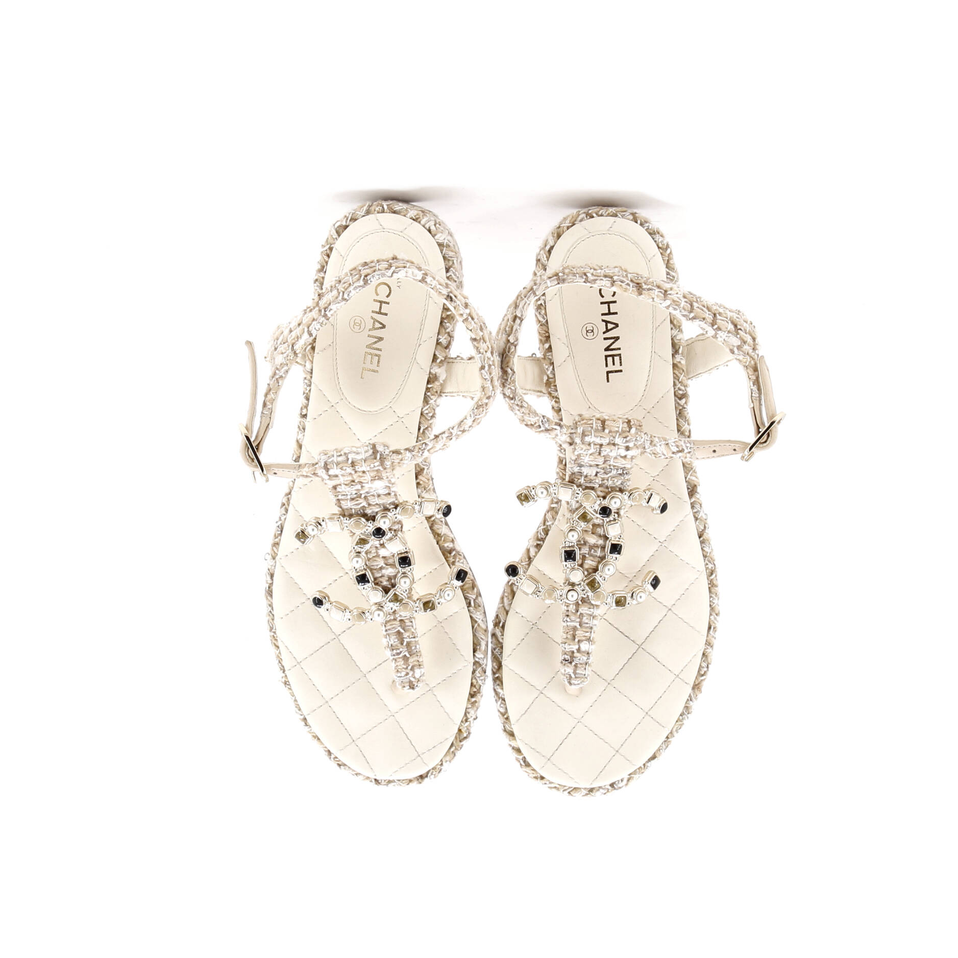 Women's Embellished CC Thong Sandals Tweed