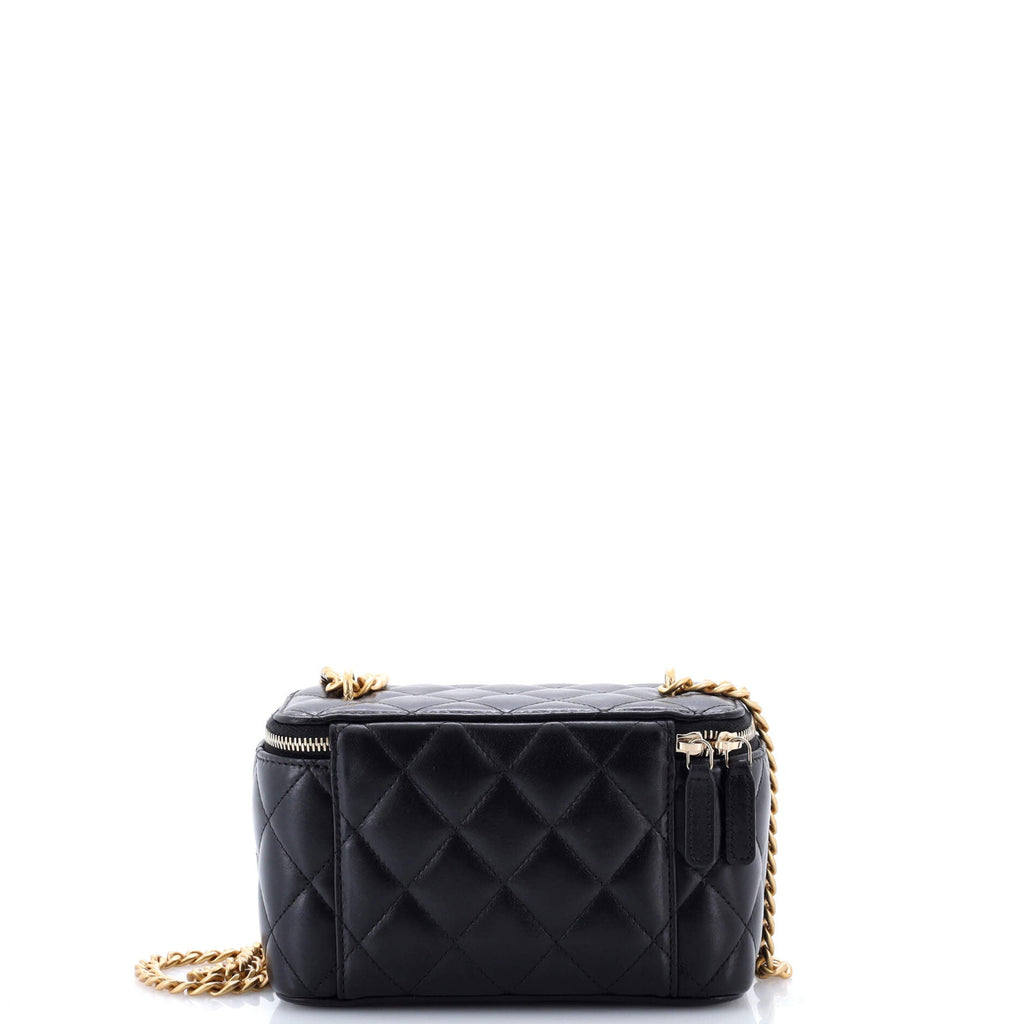 All Slide Long Vanity Case with Chain Quilted Lambskin Small