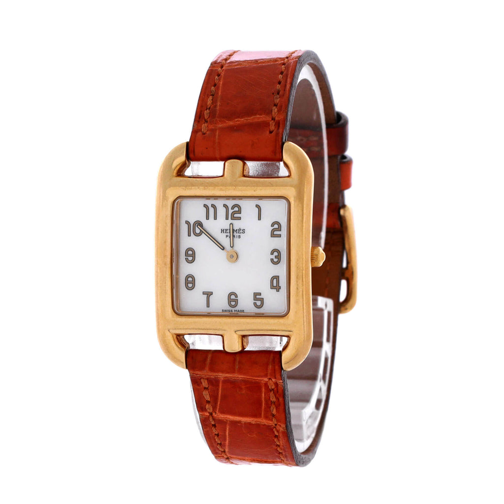 Cape Cod Quartz Watch Yellow Gold and Alligator with Mother of Pearl 23