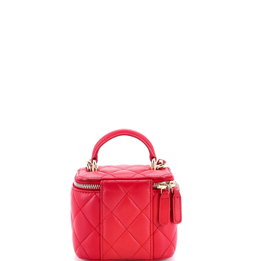 Classic Top Handle Vanity Case with Chain Quilted Lambskin Mini