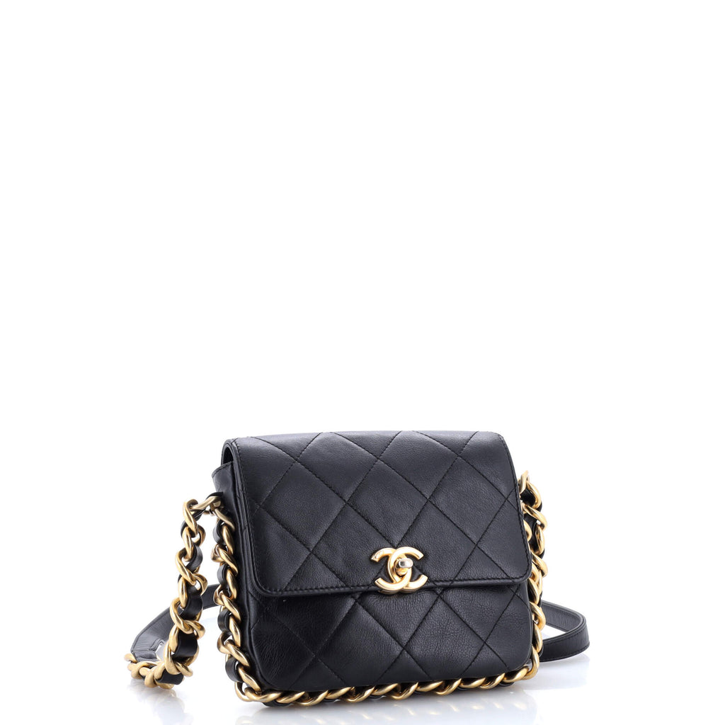 Framing Chain Flap Bag Quilted Calfskin Small