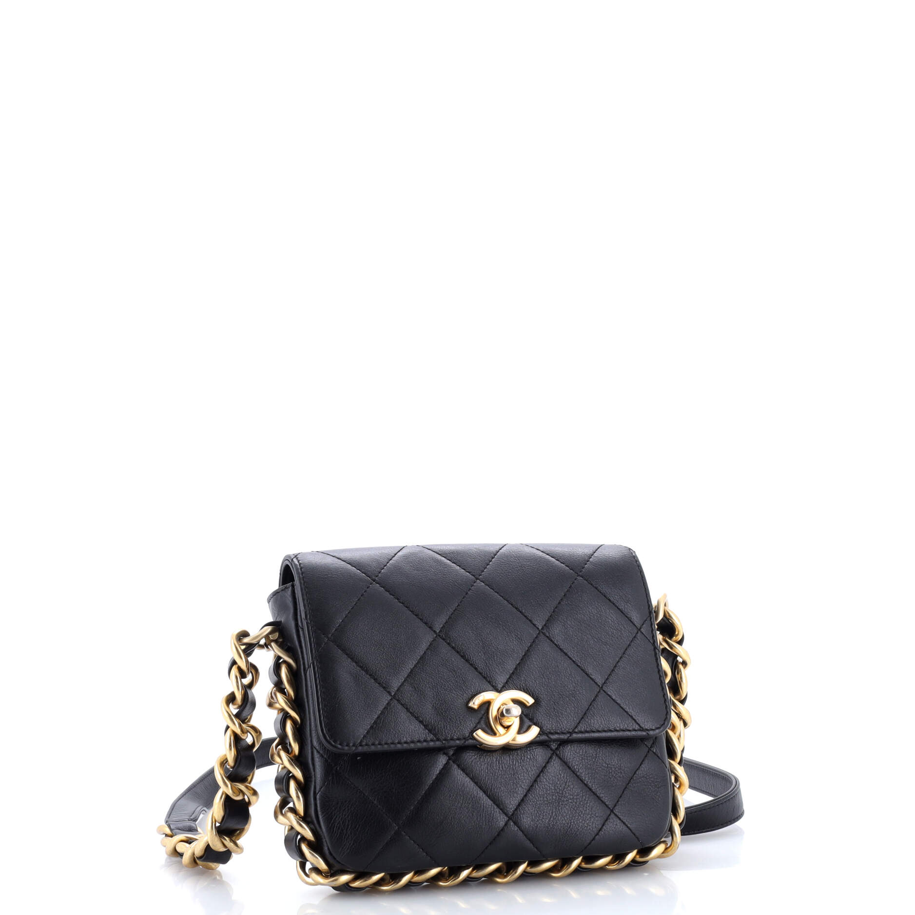 Framing Chain Flap Bag Quilted Calfskin Small