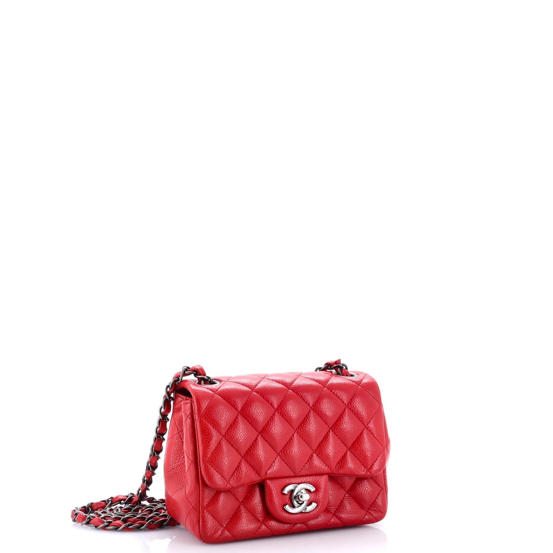 Square Classic Single Flap Bag Quilted Caviar Mini