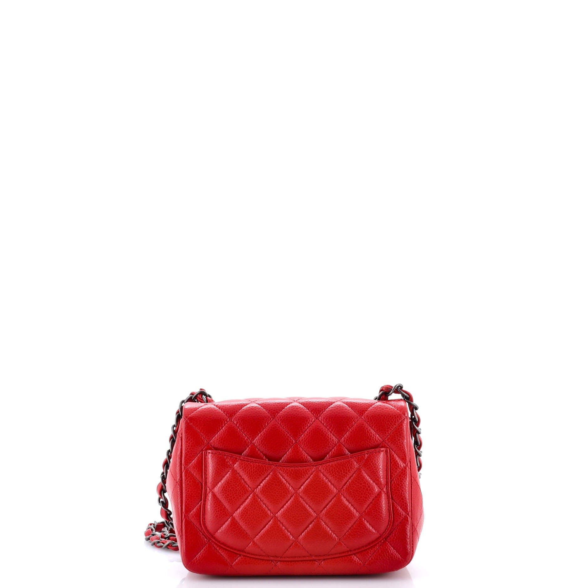 Square Classic Single Flap Bag Quilted Caviar Mini