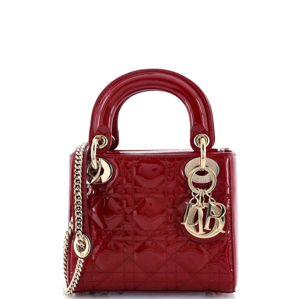 Lady Dior Chain Bag Cannage Quilt Patent Mini