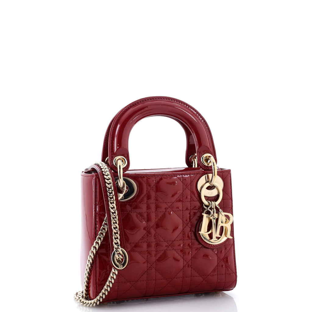 Lady Dior Chain Bag Cannage Quilt Patent Mini