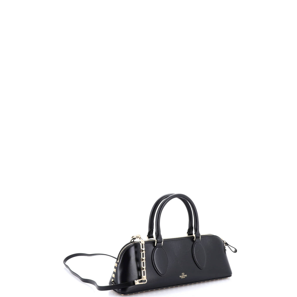 Rockstud Zip Up Top Handle Bag Leather East West