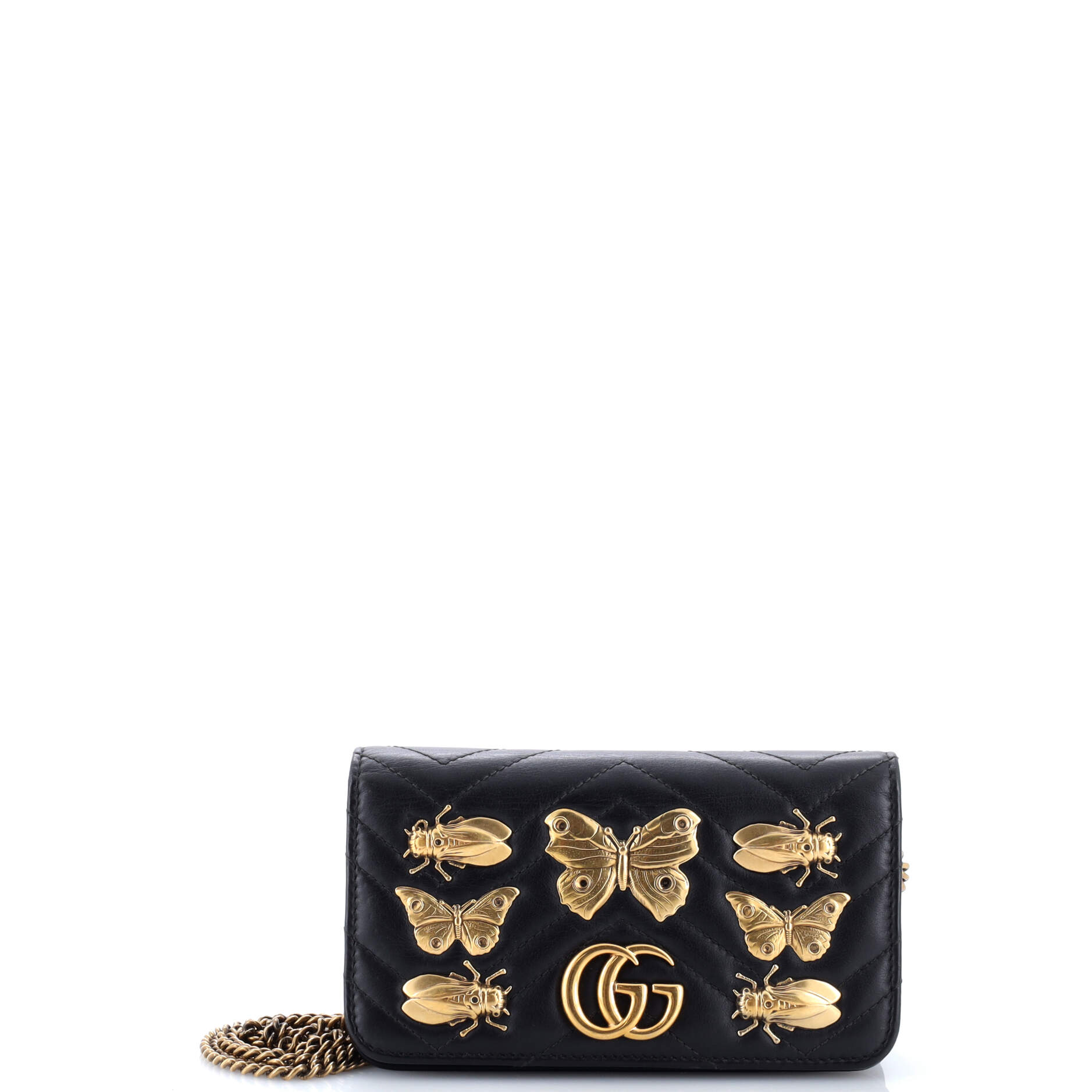 GG Marmont Chain Flap Bag Embellished Matelasse Leather Mini